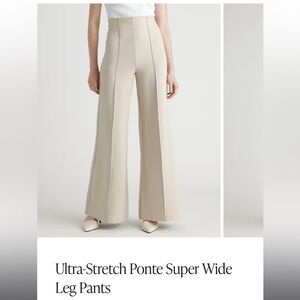Ultra-Stretch Ponte Super Wide Leg Pants - Cream